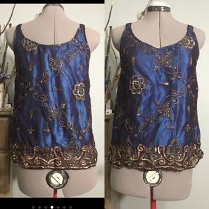 Teal & Burgundy Layered Sari Top